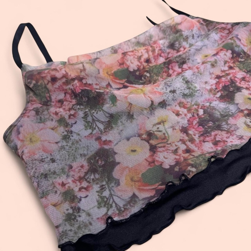 Urban Outfitters Floral mesh cowl neck tank size M